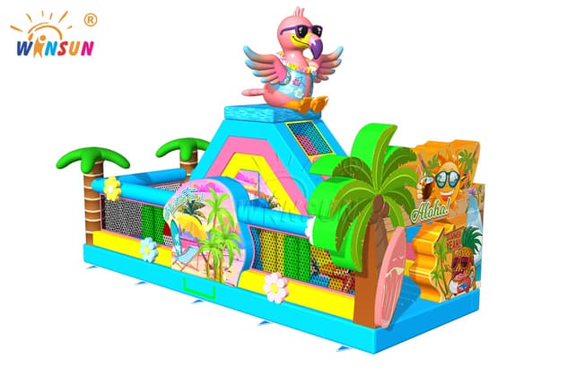 9x3.5m flamingo aloha inflatable obstacle course