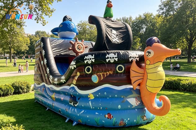 Commercial pirate ship bounce house