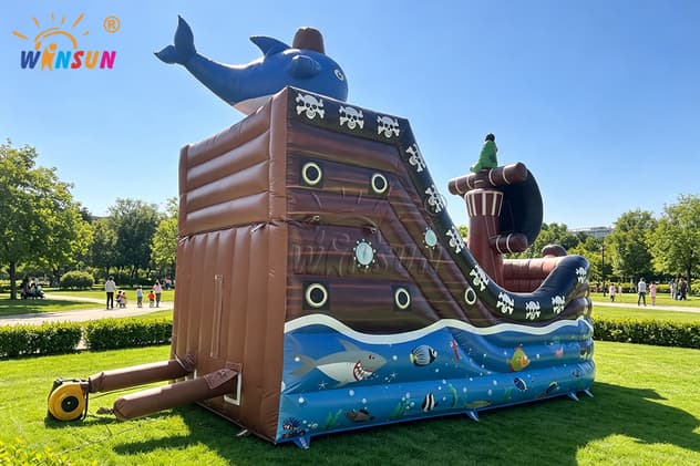 Ocean themed inflatable combo unit
