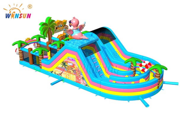 U-shaped inflatable obstacle course for rental business