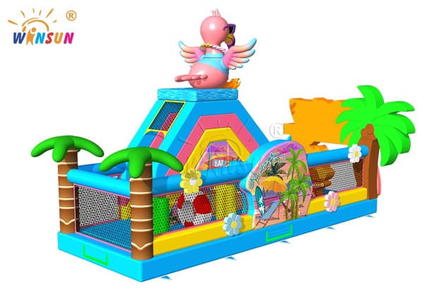 commercial flamingo inflatable obstacle course for sale