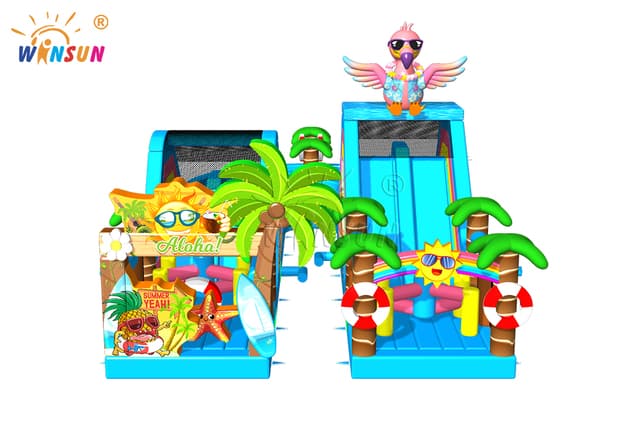 tropical flamingo inflatable obstacle course for sale