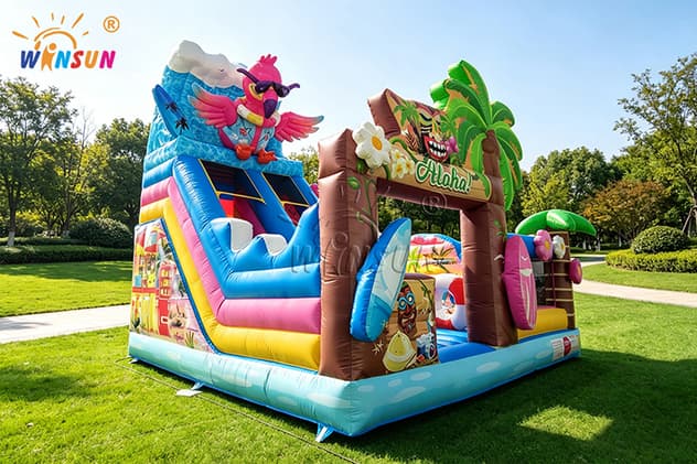 Aloha beach themed bounce house