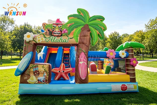 Flamingo themed inflatable bounce house