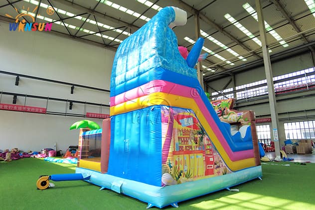 commercial inflatable combo with dry slide