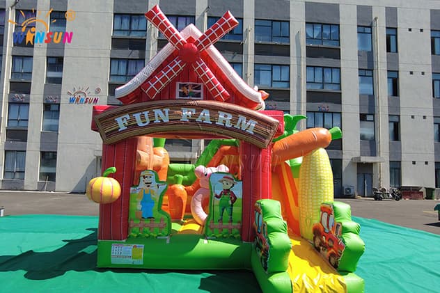 farm inflatable castle with dry slide