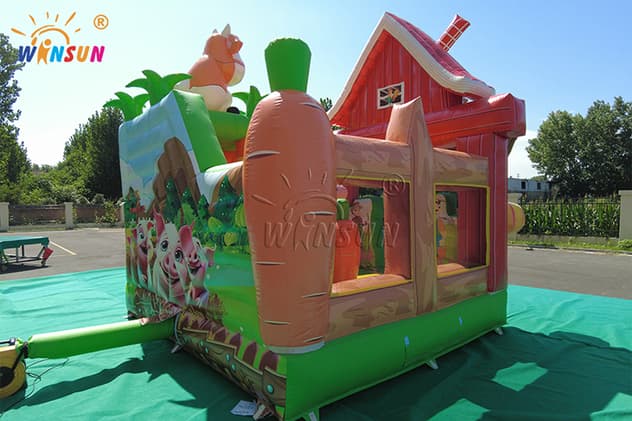 farm theme bounce house with slide