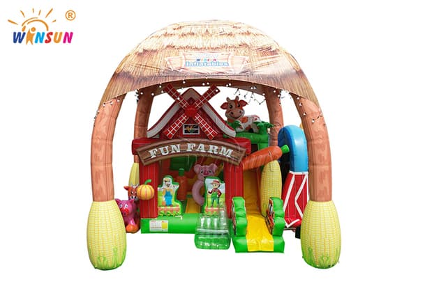 farm theme inflatable obstacle bounce house