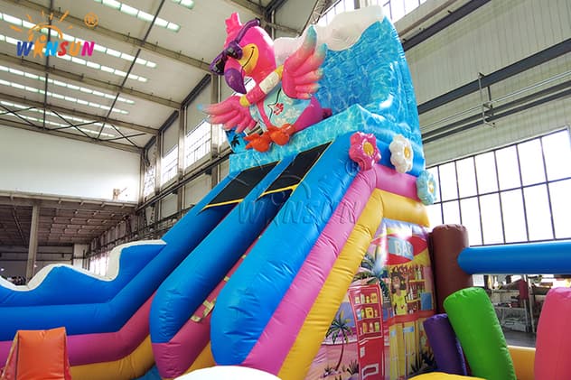 flamingo bounce house with slide