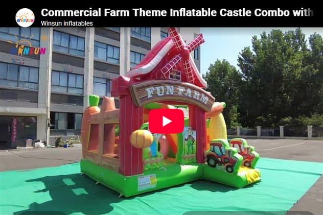 inflatable castle with carrot and pig obstacles